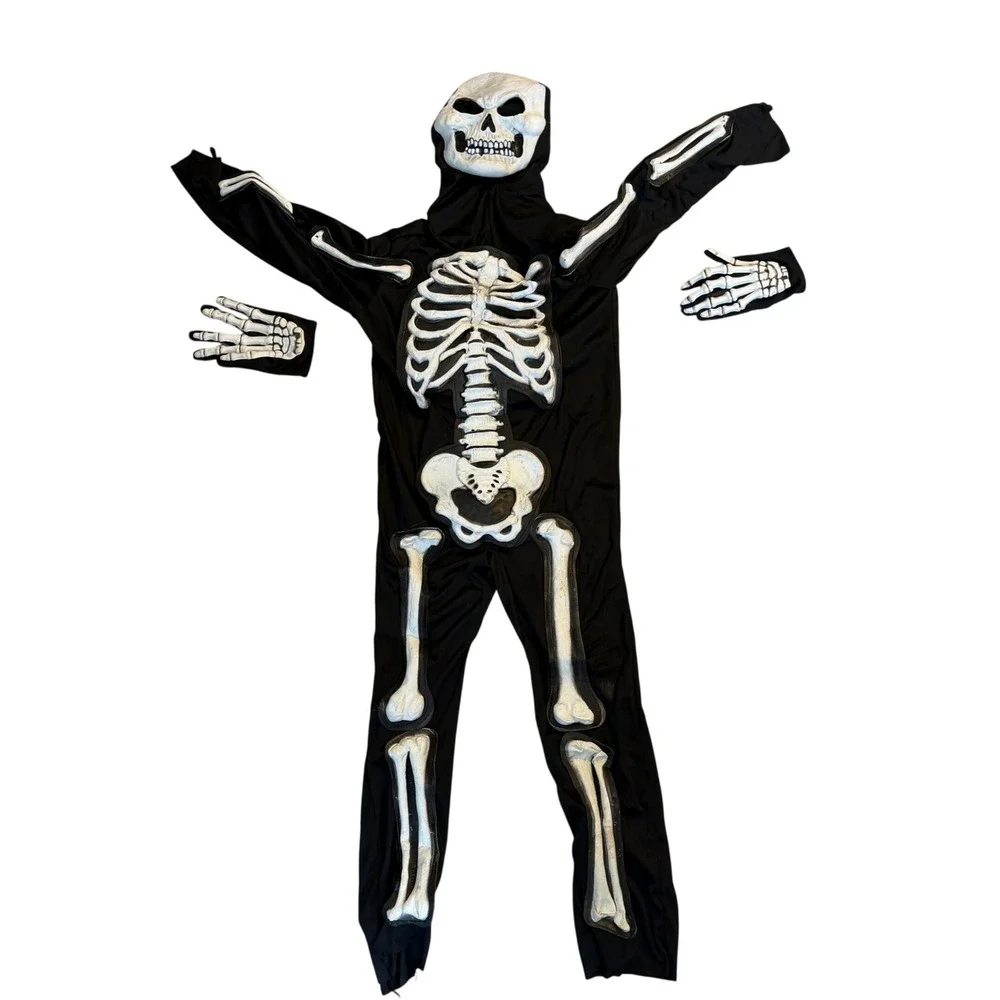 Spirit Halloween Glow In The Dark Skelebones Costume Child Medium 8-10 Skeleton - Picture 2 of 7